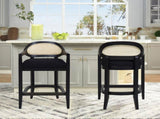 Americana Mid-Century Modern 26" Cane Back Counter Stool, Jet Black Woven B2719P238382