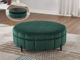 31.5"W Upholstered Round Ottoman With Reversible Lid, Velvet Storage Stool, Channel Tufted W3118P272636