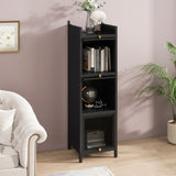 Modern Three-tier Glass Door Cabinet with Featuring Four-tier Storage, for Entryway Living Room W757P241564