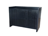Black Entryway Shoe Storage Cabinet with Slatted Doors, Modern Wooden Hallway Console Table with Top W3417P524611
