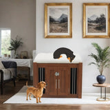30.25"L, 2 in 1 Night Stand with Storage & Dog Crate, Luxury Wooden Side Table Dog Kennel, End of N843P293628W