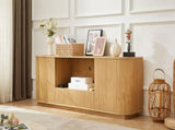 64-Inch Wavy TV Stand, Rounded Sideboard, Storage Cabinet, Wooden Vertical Stripe Cabinet for Living W1162P309021