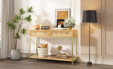 TREXM Entryway Table, Console Table with Two Drawers, Retro Hallway Table with Striking Geometric N715P227910N