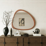 Solid Wood Mirror 45 Inch Asymmetrical Wall Mirror Wooden Framed Mirror Large Sized Dressing Mirror, W1435142944