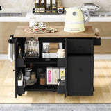 Kitchen Island with Drop Leaf, 53.9" Width Rolling Kitchen Cart on Wheels with Internal Storage Rack WF312383AAB