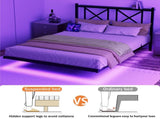 Queen Size Floating Bed Frame with Headboard and Storage, Full Size Platform Bed Frame with USB W840P383354