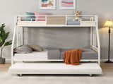 Twin Over FULL Metal Bunk Bed with Trundle 2 - Side Ladder and Full-Length Guardrail, No Box Spring W311133416