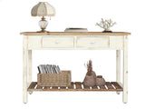 Vintage Two - Drawer Console Table with Open Shelf, Distressed Finish for Entryway & Living Room W2295P366795