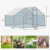 ZNTS 10 x 10 ft Large Metal Chicken Coop, Walk-in Poultry Cage Chicken Hen Run House with Waterproof 15937218