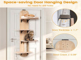 Door Hanging Cat Tree 5-Level Height Adjustable 4-Tier Climber No-Drill for Apartment Beige 95540825