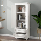 ZNTS Tall Storage Cabinet with Two Drawers for Bathroom/Office, White WF299284AAK