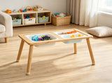 Wooden Sensory Table for Toddlers, Kids Activity Table with 3 Foldable Storage Bins & Paper Roll 31857290