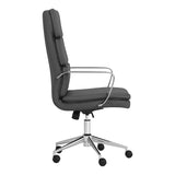 Grey and Chrome Upholstered Office Chair with Casters B062P145687