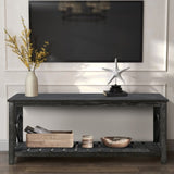 47 Inch Modern Coffee Table with Storage Shelf, Farmhouse Rectangle Living Room Center Table for W1445P162745