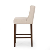 Modern Minimalist Metal Leg Stool, Beige, 30" Height, High Density Fabric Seat, Commercial Grade 70678.00FBGE