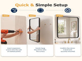 Bathroom Mirror 36"x 24" Wall Mirror with Rectangular Metal Frame, Black 86136403