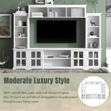 Minimalism Entertainment Wall Unit with Bridge, Modern TV Console Table for TVs Up 68789193