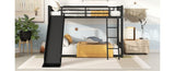 Metal Bunk Bed with Slide, Twin over Twin, Black MF285671AAB