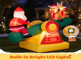 6.2 FT Animated Christmas Inflatable Santa & Reindeer on Seesaw with LED Lights, Waterproof 39590629