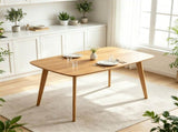 47 Inch Solid Rubber Wood Dining Table, Mid-Century Modern Kitchen Table with Rounded Edge, 4-Person 40272168