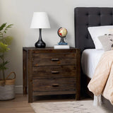 Wood Nightstand End Side Table with 3 Drawer for Living Room, Bedroom 00311955