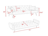 71-inch convertible love seat sofa, American retro blue velvet material, suitable for small living W6295P549831