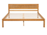 Platform Bed Frame with Headboard, Wood Slat Support, No Box Spring Needed, Full, Oak 00265555