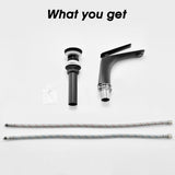 Single Hole Bathroom Sink Faucet with Pop Up Drain and Water Supply Hose, Single Handle Bathroom W1224P227850