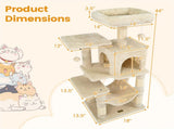 44" Multi-Level Cat Tree with Spacious Top Perch, 2-Door Condo & Hammock for Indoor Cats -Beige 07725534