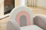 Accent Chair Sofa, Toddler Fabric with Solid Wooden Frame,Rainbow Design W2725P212644
