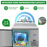 Orikool 44 IN Commercial Pizza Prep Table with a Built-in Refrigerator 11 Cu.Ft, Butcher Block W2095126125