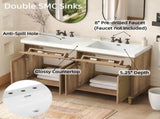 60 Inch Bathroom Vanity with Double Sink , Large Storage Space with 2 Tip-Out Trays / 00545657