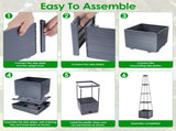4 Adjustable Height Self-Watering Raised Planter Box with Trellis, Built-in 2L Water Reservoir PP 60198238