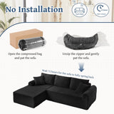 Full-Compression Chaise Lounge Set Modular Corduroy Sectional with Arched Armrests, Non-Slip Base, 92584899