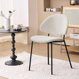 Set of 4 Upholstered Boucle Fabric Dining Chairs Mid-Century Modern Dining Chairs with Curved W3010P291310