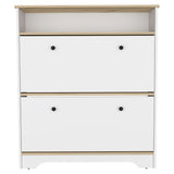 Calgary Shoe Rack, Superior Top, One Open Shelf, Two Extendable Shelves -Light Oak / White B20092079