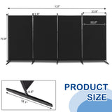 ZNTS 6FT 4-Fold 160g Polyester Fabric Plastic Foot Carbon Steel Frame Foldable Screen Black 26089175