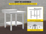 Stainless Steel Work Table, Durable Stainless Steel Prep Table with Adjustable Undershelf & Feet, 24 55003296