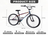 26 Inch Freestyle Bike for Teens, Steel Frame Single-Speed Bicycle with 2 Pegs , Front Caliper Brake 96573104