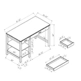 ZNTS Elegant Black & Gold Office Desk with Two Drawer, Two Bottom Storage Shelves B107130880