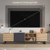 ZNTS Modern TV with 3 Cabinets& Open Shelves, Color-matching Media Console Table for TVs up to 80'', WF319402AAQ