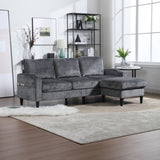 UNITED WE WIN Sofa for three, solid wood frame, Chenille fabric, side pocket, with two cup holders, W1568142738