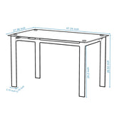Modern tempered glass black dining, simple rectangular metal legs living room kitchen 98335290