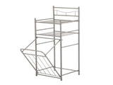 Satin Nickel Bathroom Storage Tower with Two Shelves and Removable Hamper 26943540
