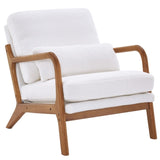 ZNTS Oak Armrest Oak Upholstered Teddy Velvet Single Lounge Chair Indoor Lounge Chair Off-White 86558751