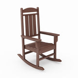 Pecan Traditional Porch Rocker Classic HDPE Poly Lumber for Porch, Patio, and Garden Comfort B195P198776