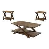 ZNTS Transitional 3pc Table set Occasional Tables Living Room 1x Coffee Table And 2x End Tables Plank B011P200232