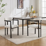 Modern Dining Room Chairs Set of 2, Mid-Century Upholstered Boucle Kitchen Dining Chairs with Black W3244P337430