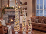 3Pack PreLit Snow Flocked Pencil Christmas Tree Set, 3.9/5.9/7.9 FT Slim Artificial Xmas Trees, N710P507112K