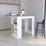 Stirling Kitchen Island with 1-Door Cabinet Push to open System and Side Shelves B070P188868